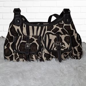 Giraffe Print Brown & Cream 3 Compartment Shoulder Bag (NWOT)